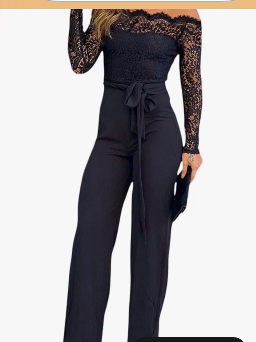 Elegant Black Lace Bodice Wide-Leg Jumpsuit new without tags and needs a belt!